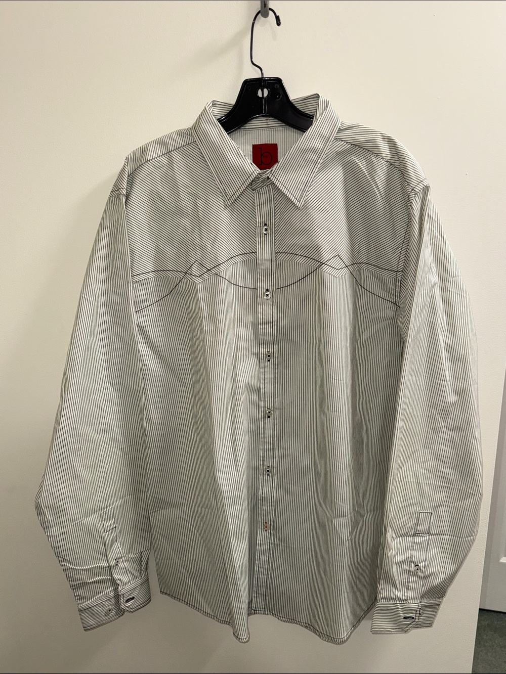 b Line Men's Western Black and White Striped Button-Down Shirt